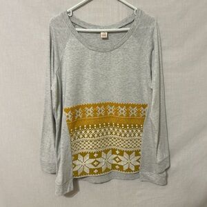 Gray and yellow Patterned Women's Top